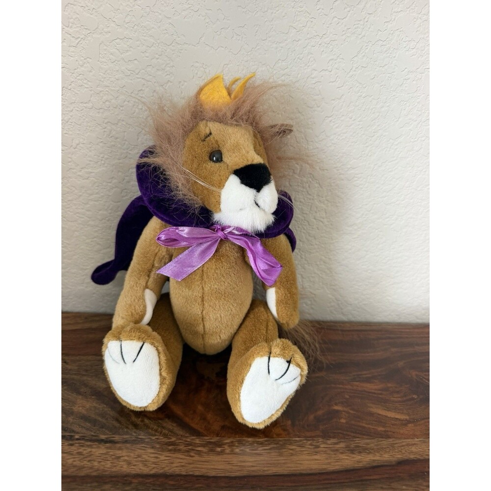 TY Attic Sire King Lion Purple Cape Yellow Crown 12" Jointed Plush w/Tag 1993